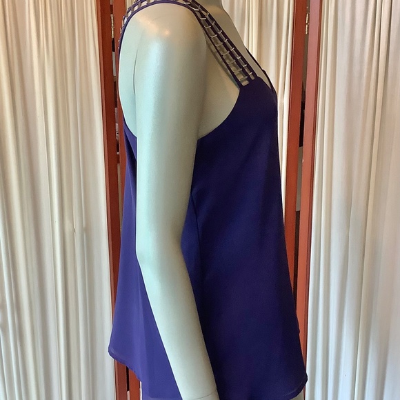 Rock & Republic Royal Blue Layered Tank Top With Metallic Straps Size Medium - Picture 3 of 9